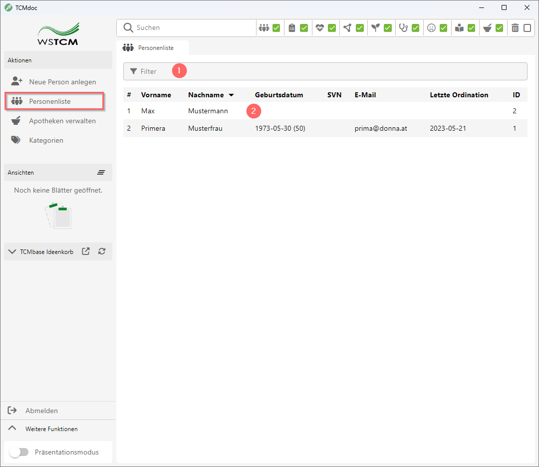 TCMdoc Anwenderhandbuch Personenliste